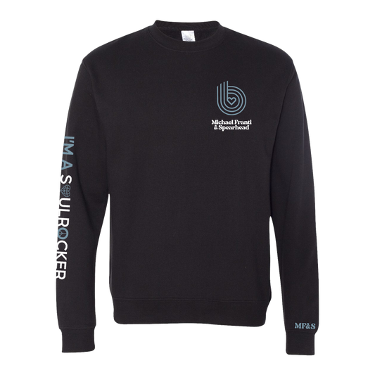 Black long-sleeved sweatshirt with ’Michael Franti & Spearhead’ logo and text.