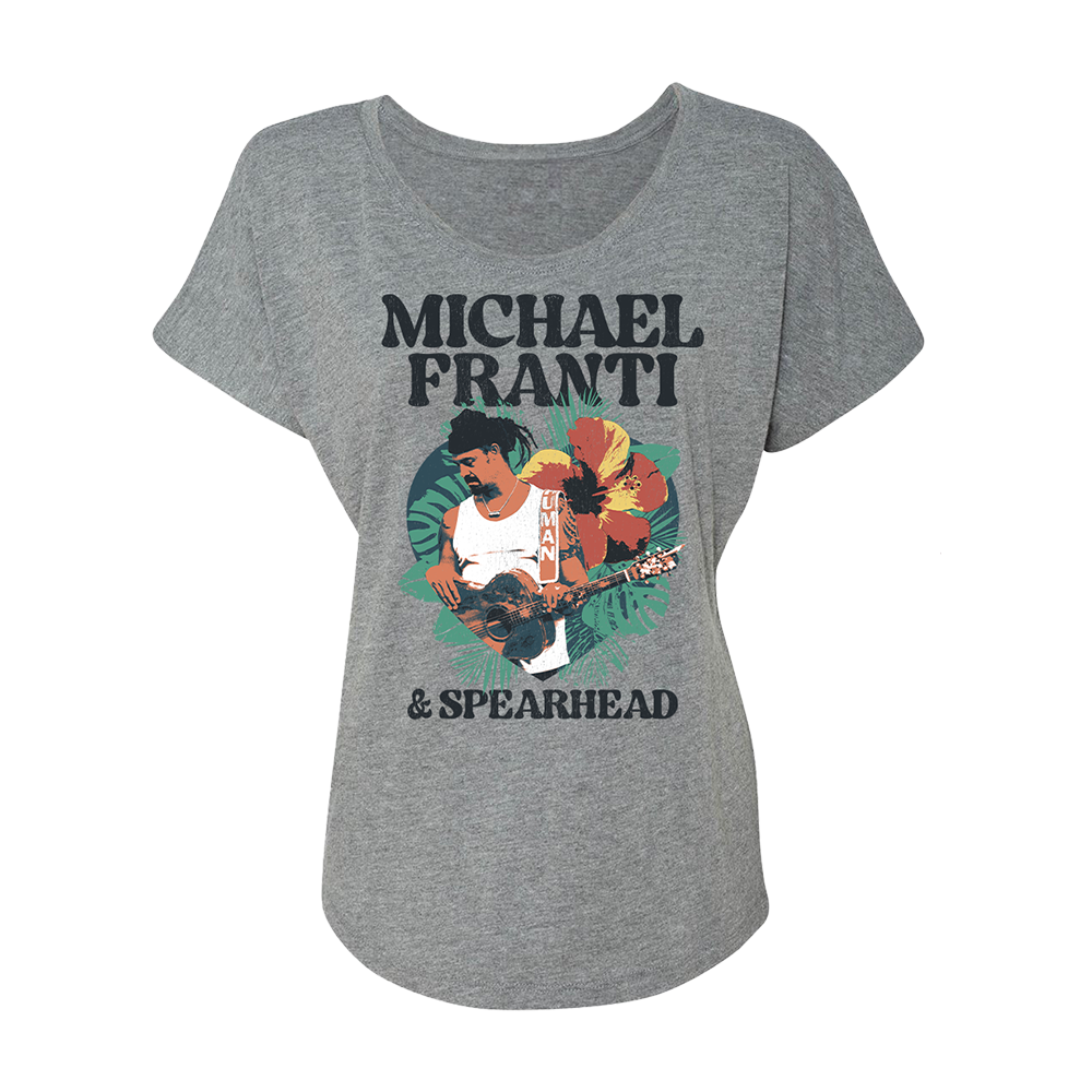 Gray t-shirt featuring a graphic design of Michael Franti & Spearhead.