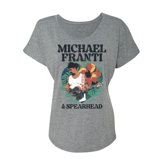 Gray t-shirt featuring a graphic design of Michael Franti & Spearhead.