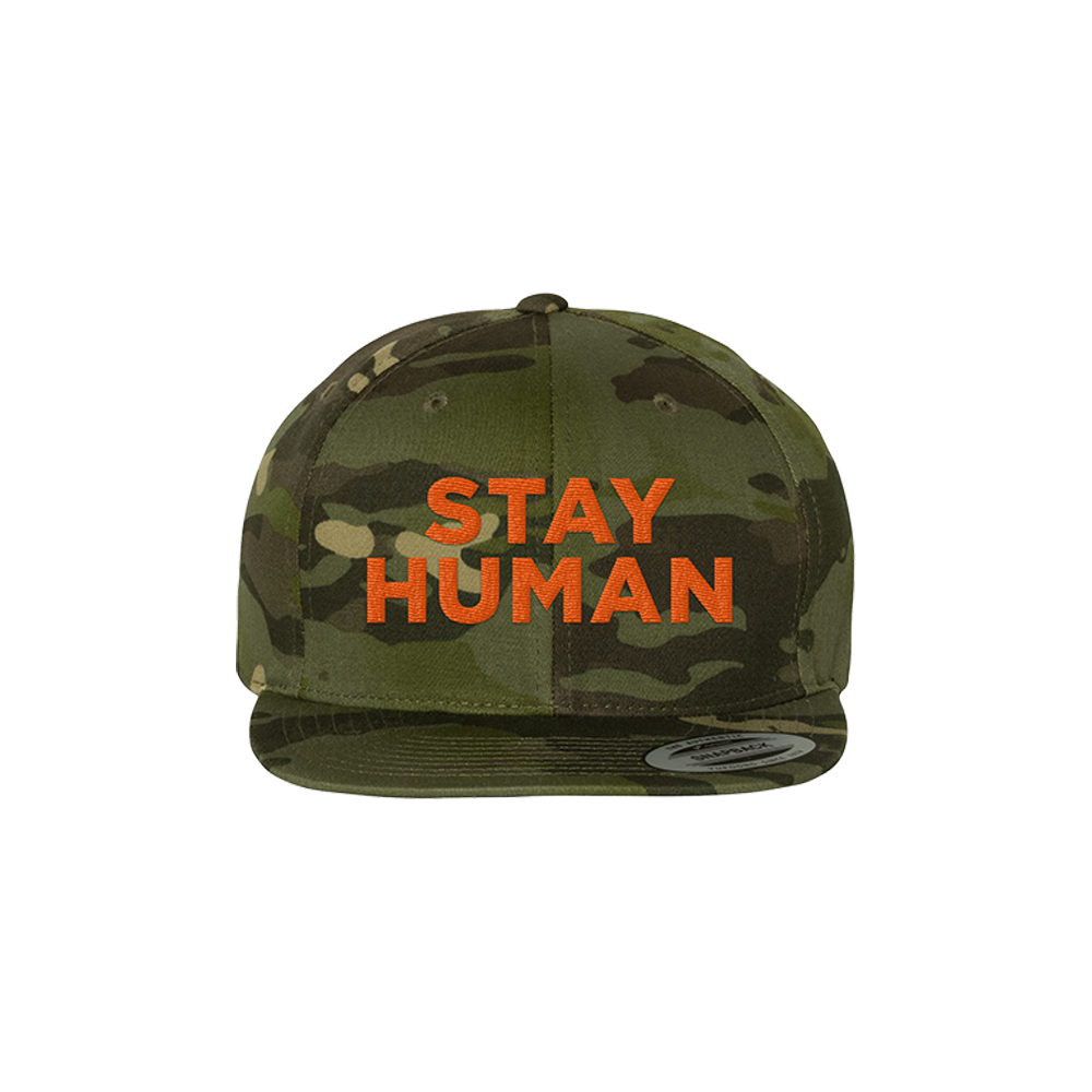 Stay Human Camo Snapback Hat