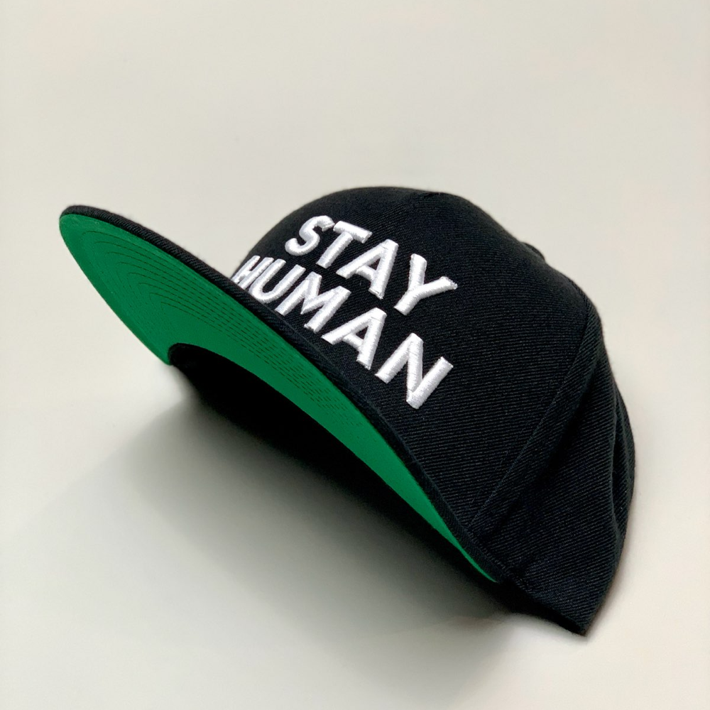 Stay Human Black Snapback Hat