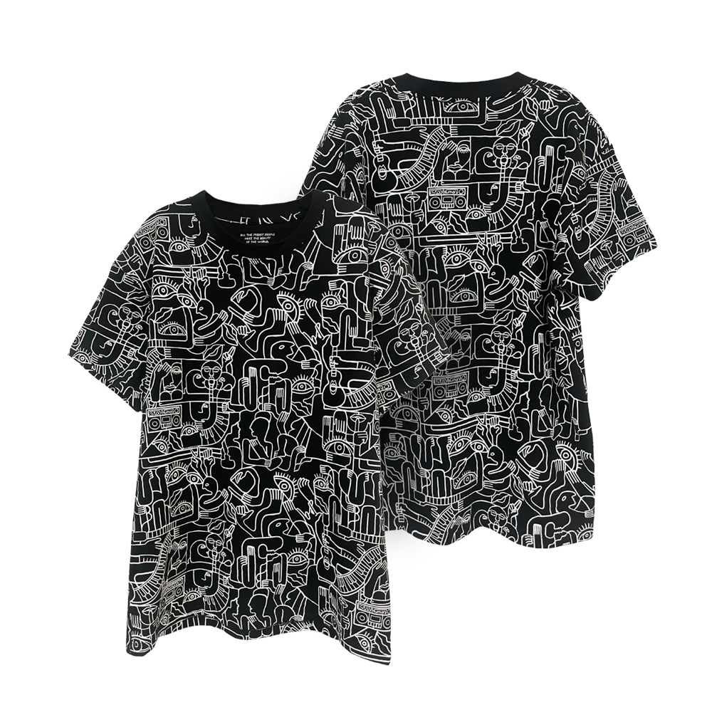 Official Michael Franti Merchandise. Cut & Sew Soulrocker Custom Design Black Tee.