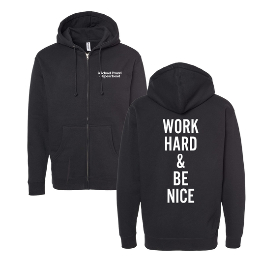 Official Michael Franti Merchandise - Work Hard & Be Nice Zip Up Hoodie