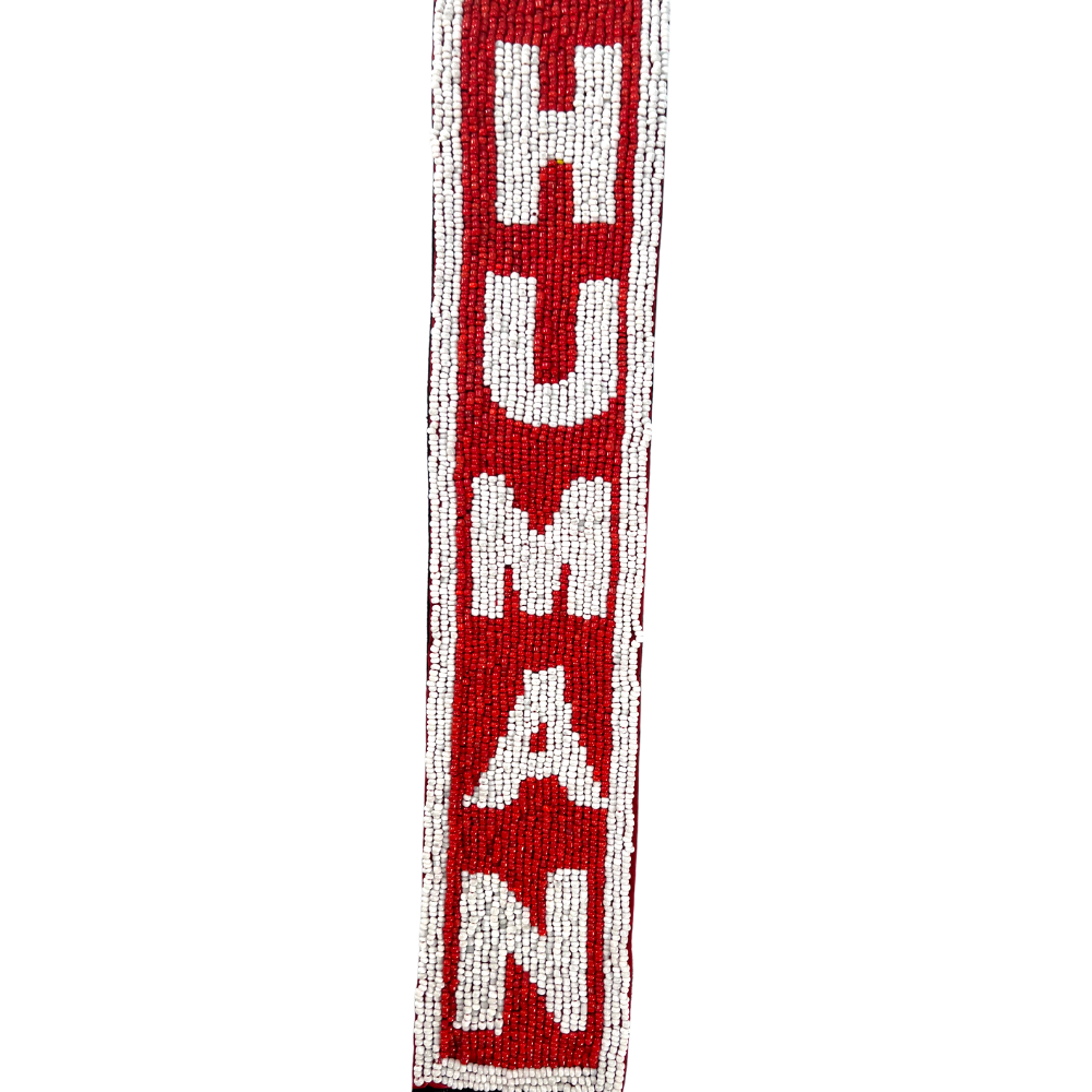 Stay Human Beaded Red/White Guitar Strap