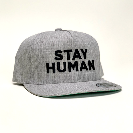 Stay Human Snapback Hat (Light Grey/Black)